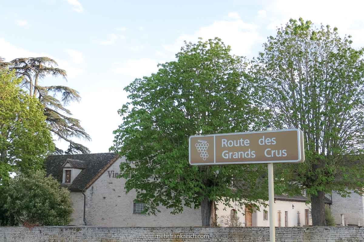 Weinstrasse route des Grands crus Schild burgund Frankreich